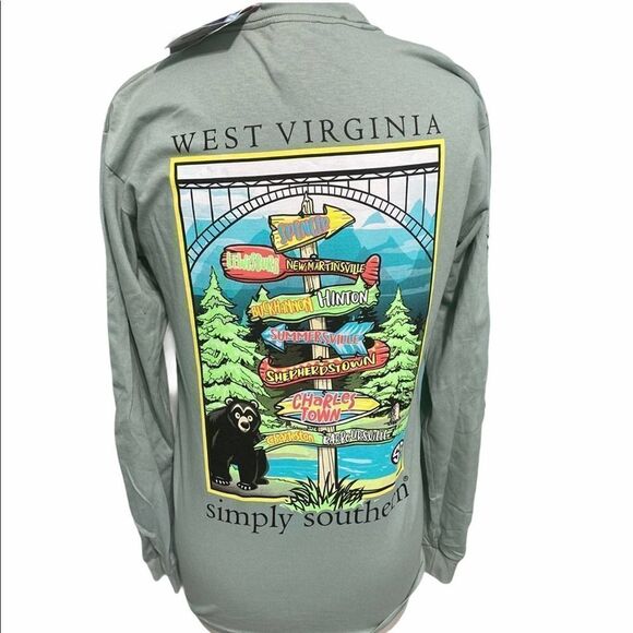 Simply Southern West Virginia T-Shirt Small Green - Picture 9 of 12
